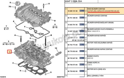KAPAK SILINDIR EB2F P301 SUBAP+ 9671708880 MCBY205054348 31370336.2