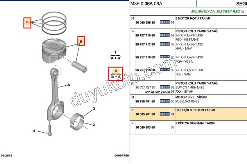 PISTON + SEGMAN X 3AD STD EB2 SEGMAN