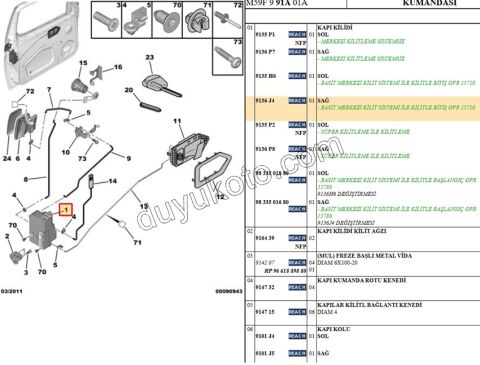 KILIT KAPI IC ON R PRT1 PRT2 ELEK+ 6PIN