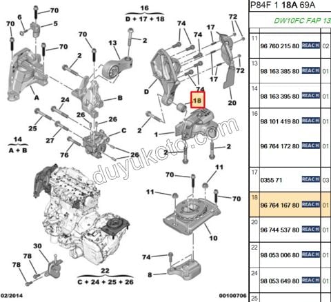 TAKOZ MOTOR ALT YUVARLAK MINIK EXP4 DW10F