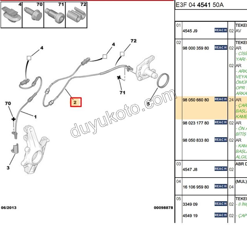 ABS Kablosu Arka P301MQ P207 P2081 P20081