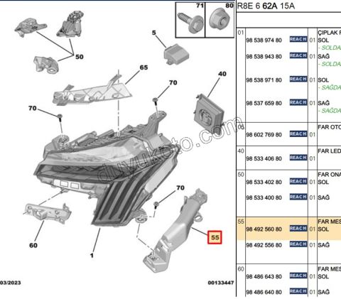 Peugeot 508 Far Bağlantı Ayağı Sol 2023 Sonrası