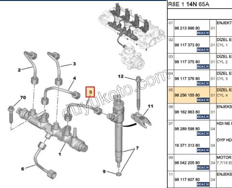BORU ENJEKTOR 1.5HDİ Euro6 4. SILINDIR P301