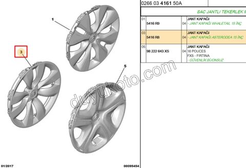 Jant Kapağı 15'inç CELY C33 DAMA DESENLI