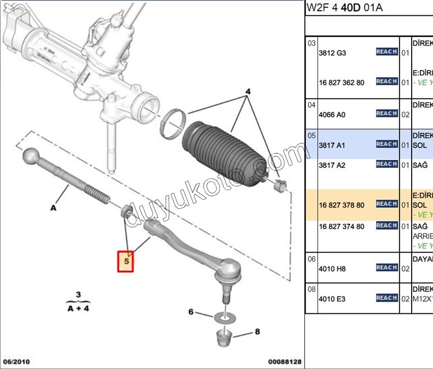 Rot Başı Sağ P5081 DW10C