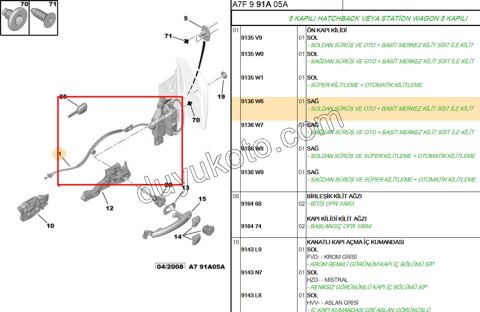 KILIT KAPI IC ON R P207
