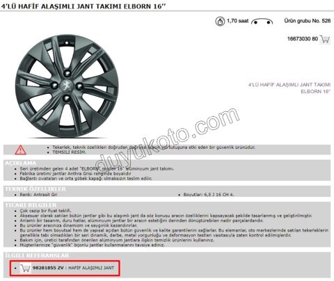 Peugeot 208 2008 Çelik Jant Takımı 16INC EELBORN 6.5J16H4-32