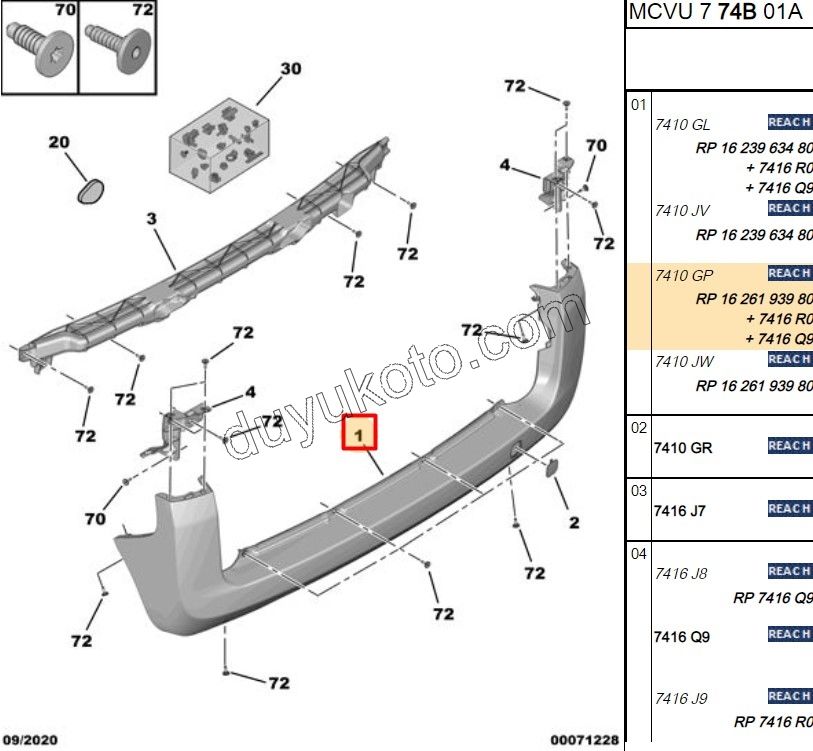 TAMPON ARKA PBP 2P PARK SENSOR+