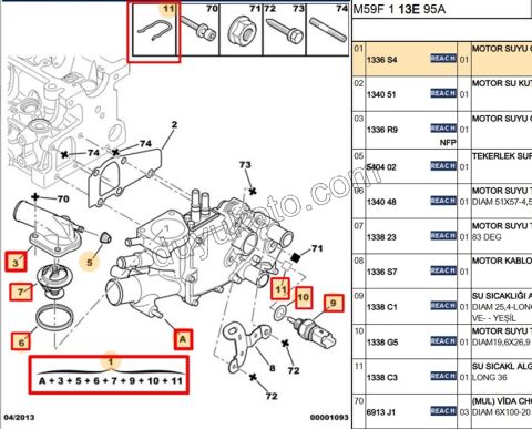 Termostat (Komple) Gövdeli DW10 8V PRT P406 P307