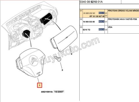 Sürücü (Sol) Hava Yastığı (AIRBAG) PBP NM