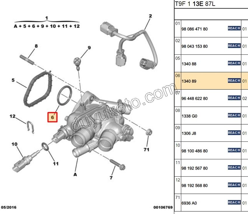 Termostat Contası (Oringi) 1.6VTi 120HP