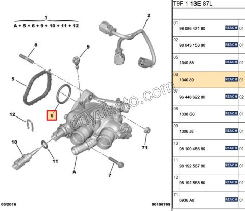 Termostat Contası (Oringi) 1.6VTi 120HP