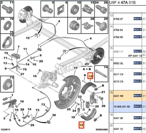 Fren Balatası Arka Tk El Freni BXR3 BXR3MQ
