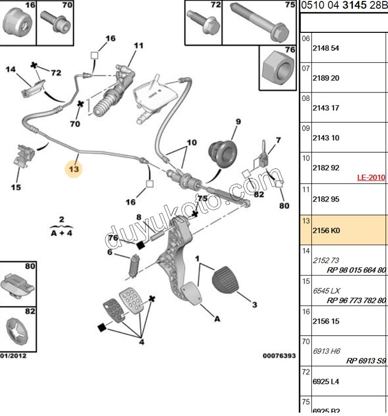 HORTUM + BORU DEBRIYAJ ALT UST MERKEZ ARA P307 1.4HDİ Euro4 02/11 ENO