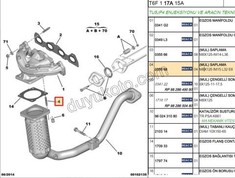 SAPLAMA EGZOZO MANIFOLD 1.6İ 16V Benzinli EC5
