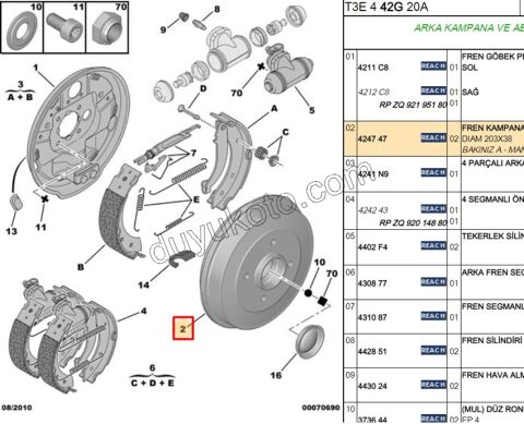 Arka Fren Kampanası ABS'li P206+ P206SW ABS'li (RULMAN+)
