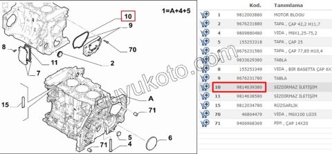 Eksantirik Yan Kapak Contası   1.0CC EB2 KOMP