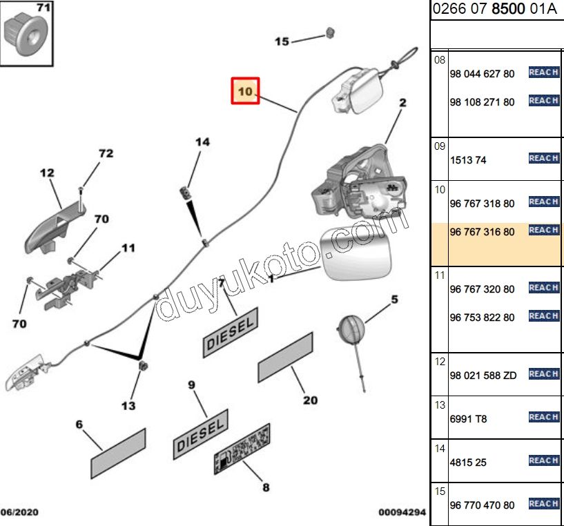 Depo Kapağı Açma Kolu P301