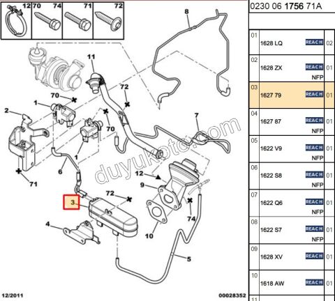 EGR Vakum Deposu  1.4HDİ 16V Euro4 1.6HDİ Euro4 DW10A DT17 DT20C