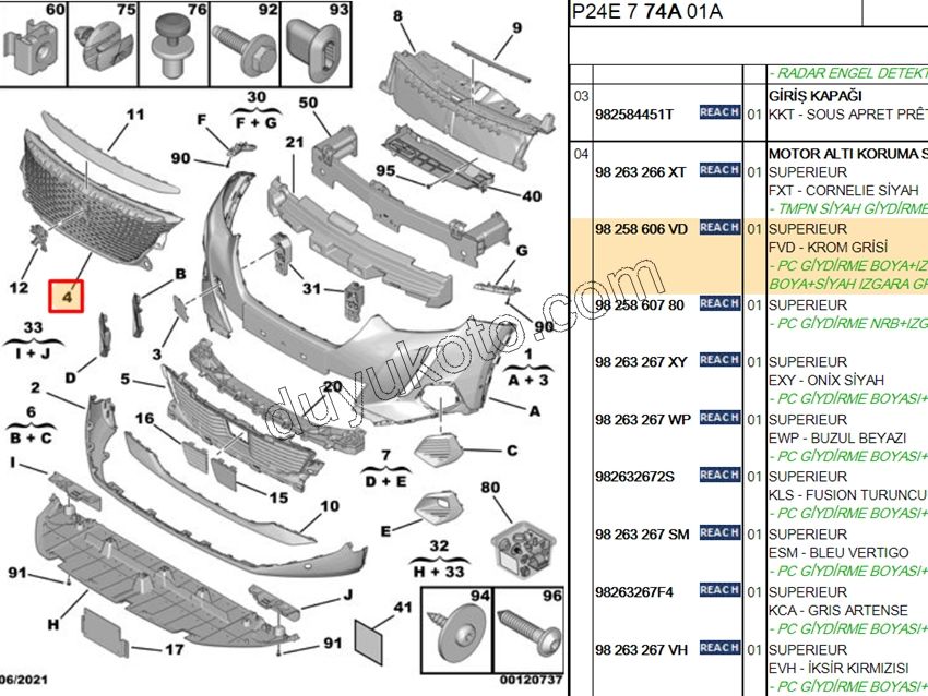 PANJUR ON IZGARA P20082 KROM GRI