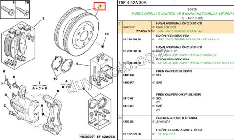 Ön Fren Diski Takım PRT2 P2081 P307 P301