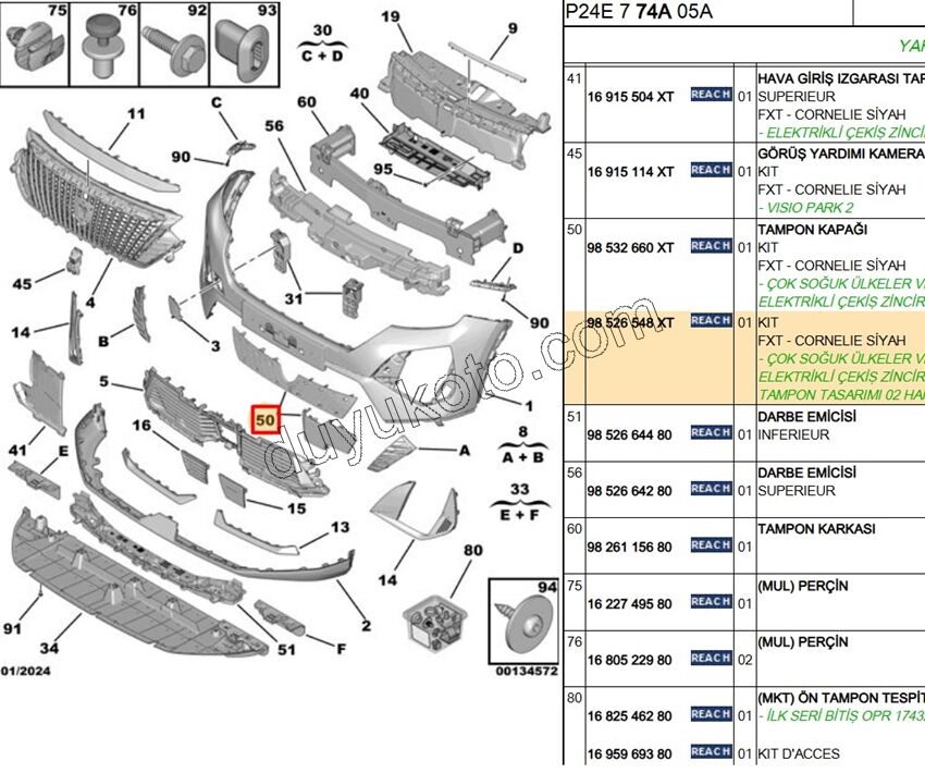 KAPAK ON TAMPON IZGARA ARKASI TK P20082MQ 3LED