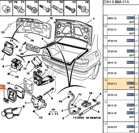 ARMA + BAGAJ KILIT MEKANIZMASI DIS P406 D9