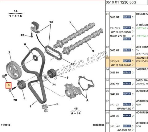 CIVATA EKSANTRIK DISLI 1.4HDİ/1.6HDİ Euro4 /Euro5/Euro6 1.5HDİ Euro6 10X150-25
