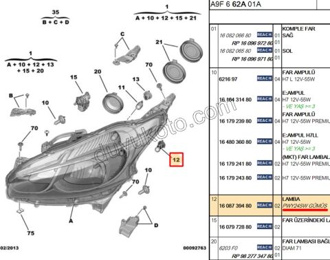 Peugeot 208 2008 Gümüş Sinyal Ampülü (Duylu) 2012/2019