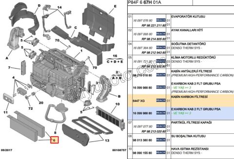 2019> Partner Rifter Berlingo Combo Doblo Proace City C5 Aırcross Polen Filtresi C4PC DS5 Otomatik Klimalı 3008 2010/2014