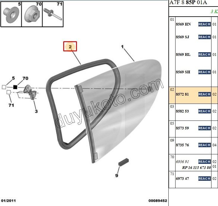 Arka Kelebek Camı Fitili 3P P207