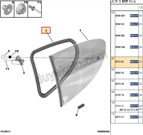 Arka Kelebek Camı Fitili 3P P207