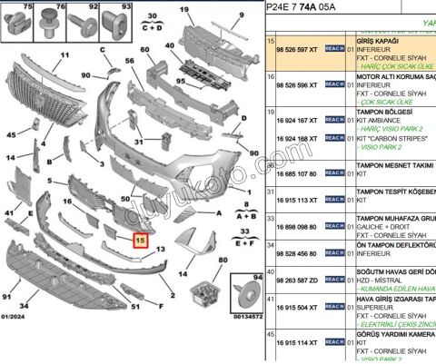 KAPAK ONTAMPON ALT IZGARA ORTA RADAR P20082MQ 3LED