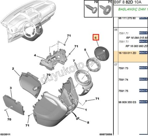 Vites Kolu Körüğü PRT3 6 VITES