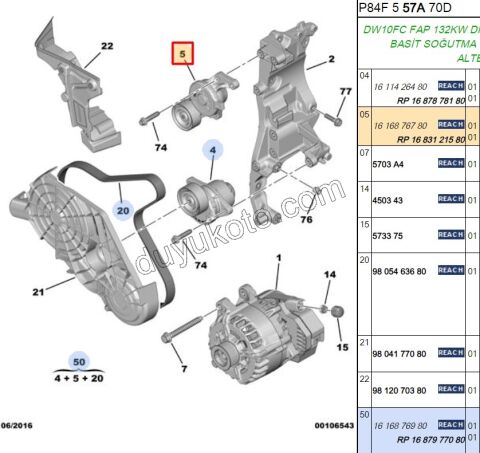 Alternatör (V Kayış) Gergi Rulmanı DW10FD