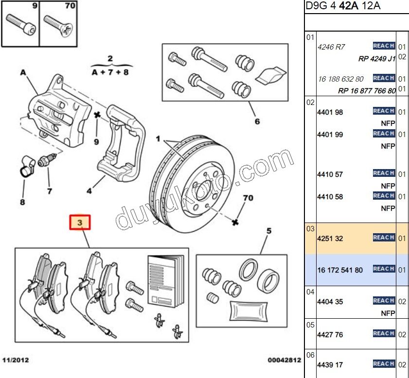 Fren Balatası Ön Tk P406 EW10 DW10 8V