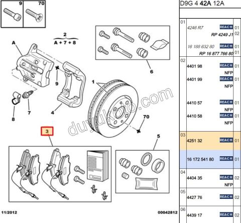 Fren Balatası Ön Tk P406 EW10 DW10 8V