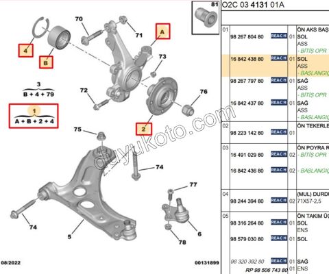 Ön Sol Aks Taşıyıcısı    YM AMI KOMPLE