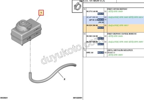 Fren Hidrolik Yağı Deposu (Haznesi) YM AMI