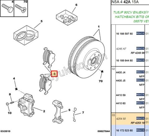 Fren Balatası Ön Tk P106 P306 XS1