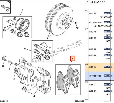 Fren Balatası Ön Tk P206 P206+