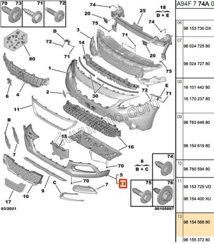Ön Tampon Alt Kısım P20081 P20081MQ SIYAH KROMLU TIP