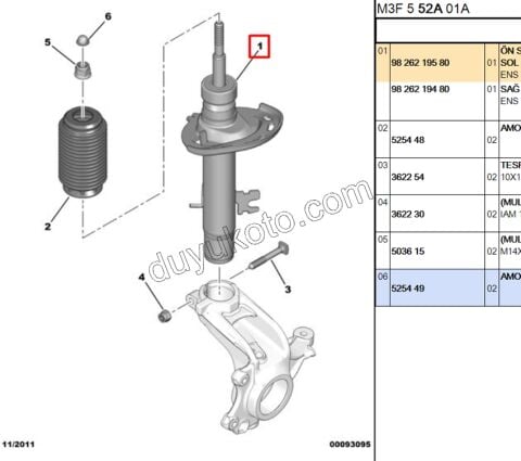 PEUGEOT 301 CITROEN CELYSEE Sol Ön Amortisör 1.5 HDİ 100HP Euro6 2018> 72MM 100HP