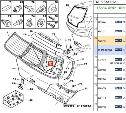 Bagaj Kapak Amortisörü P307