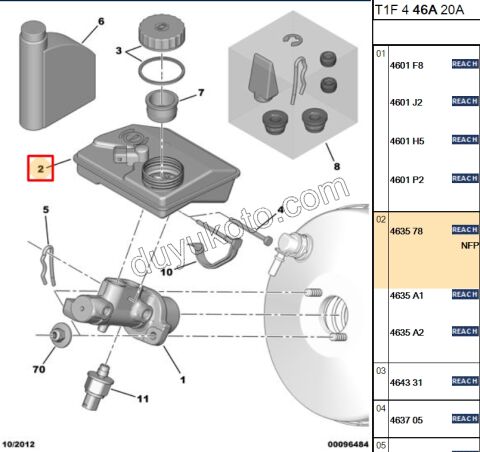 Fren Hidrolik Yağı Deposu P206 1.4HDİ Euro4 02/11 TU3JP TU5JP