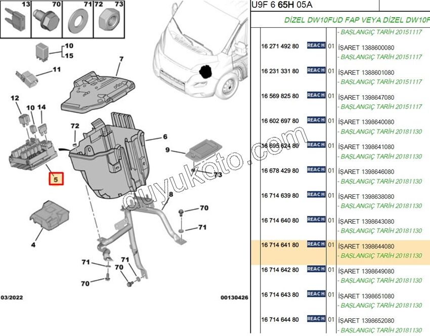 MOTOR İÇİ SİGORTA KUTUSU 1398644080