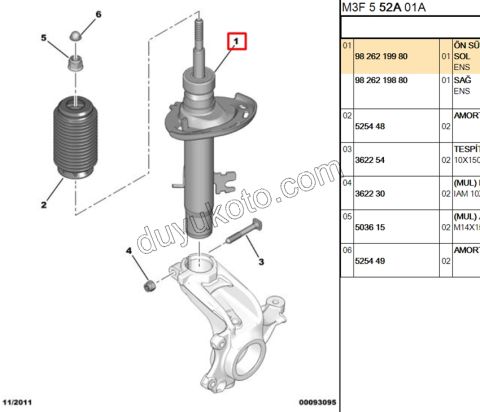 PEUGEOT 301 CITROEN CELYSEE Ön Amortisör SOL 1.6HDİ 100HP Euro6 2017> 51MM 100HP