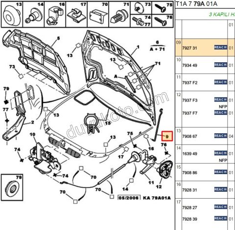 Motor Kaputu Dayama Çubuğu Demir Demir I P206