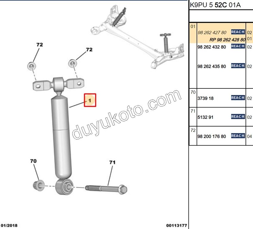 2019> Partner Rifter Berlingo Combo Doblo Proace City Arka Amortisör VAN