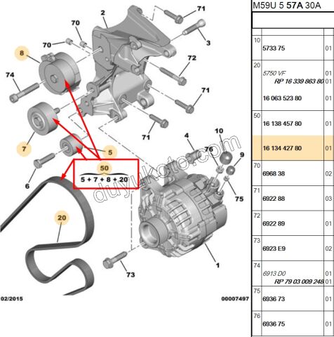 KIT KAYIS ALTER 1.9D,Y.M 03/09 Klimasız 1613840080 + 1613837880 + 5751.67